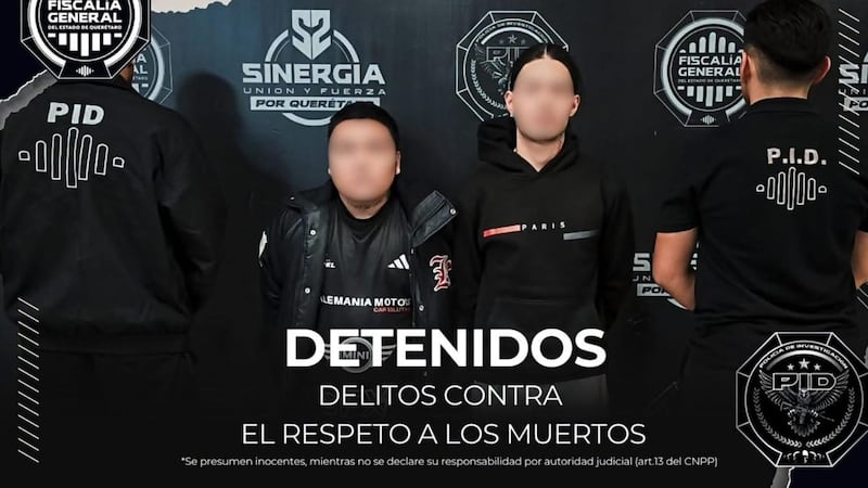 Detienen a dos hombres por profanar tumbas y robar joyas en Querétaro