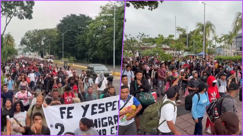 Caravana de migrantes sale desde la frontera sur de México y se dirige a EU