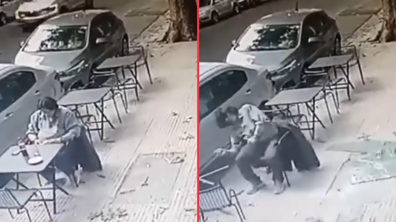VIDEO: Cae placa de vidrio en cabeza de hombre que se encontraba desayunando