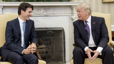 El primer ministro de Canadá Justin Trudeau junto al presidente Donald Trump en la Casa Blanca
