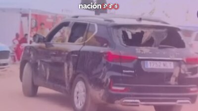 Pedro Sánchez fue evacuado del lugar y llamó a atención que a su salida de la zona, le destrozaron su camioneta