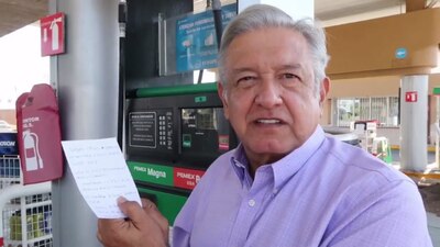 López Obrador publicó un video que grabó en una gasolinera de ese estado