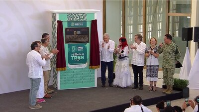 El Presidente develó la plaza con la que el Tren Maya inicia su operación