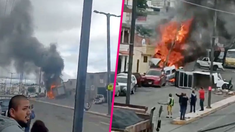 Terror en Querétaro: camión sin frenos choca contra 8 vehículos y desata gran incendio
