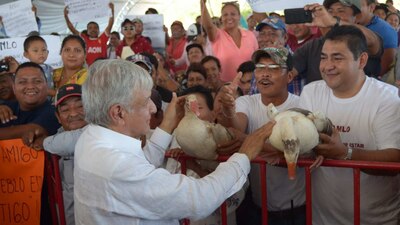 Simpatizantes regalaron un par de gansos al presidente de la República