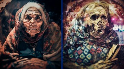 Una de las piezas que trabajó el artista fue la imagen de la momia conocida como 'La Bruja tranquilina'