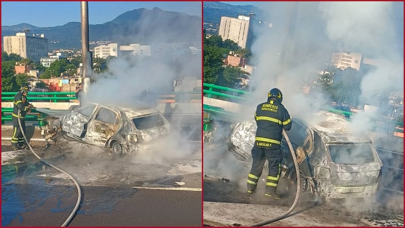 Conductor muere calcinado tras chocar su auto en el segundo piso del Periférico