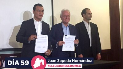 El candidato Juan Zepeda (izq) y el activista Alejandro Martí (centro)