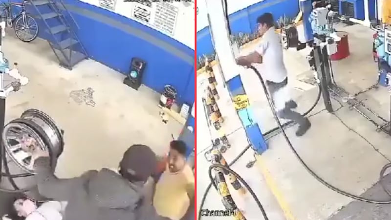 VIDEO: Trabajador se defiende durante un asalto en Valle de Chalco; rocía con gas LP a ladrón