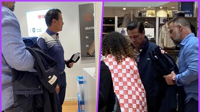 El expresidente de México se probó una chamarra marca Lacoste en una tienda de Madrid