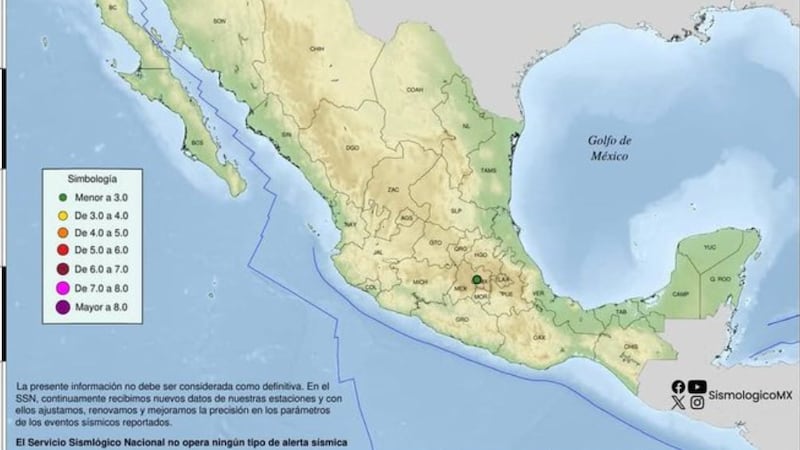Se registran dos microsismos en Naucalpan de Juárez, Estado de México