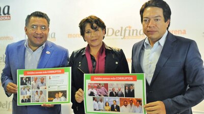 Delfina Gómez presenta las fotos indeseables de Duarte con Del Mazo
