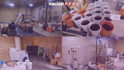 En él se encontraron 5 mil litros de precursores químicos, para poder realizar 95 millones de dosis de fentanilo