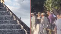 VIDEO: Turista alemán escala el Chichén Itzá, área protegida, y mexicanos lo golpean