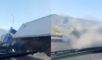 VIDEO: Tráiler vuelca y cae varios metros a barranco en Cumbres de Maltrata