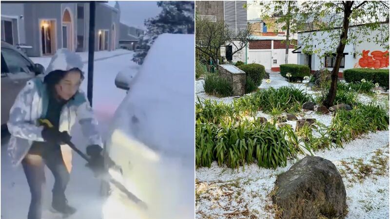 Granizada sorprende a Toluca y pinta de blanco las calles de la ciudad