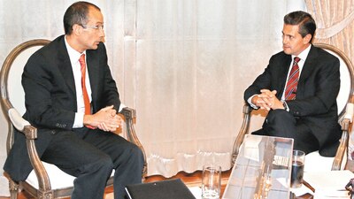 Marcelo Odebrecht, exdirector de Odebrecht, en una plática con el presidente Peña, en octubre de 2013