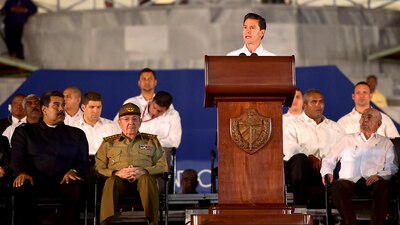 El presidente mexicano durante su participación en la Plaza de la República en La Habana