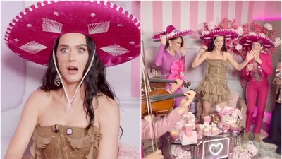 La cantante portó un vistoso sombre color rosa