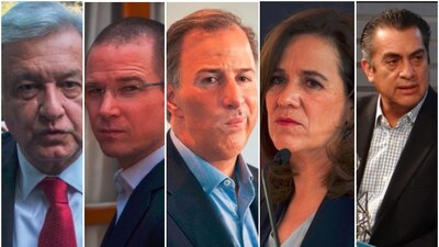 AMLO, Anaya, Meade, Zavala y 'Bronco' por la lucha presidencial