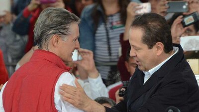 El candidato Alfredo del Mazo y el gobernador mexiquense Eruviel Ávila