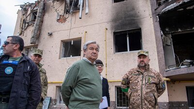 El secretario general de la ONU visitó este jueves Ucrania