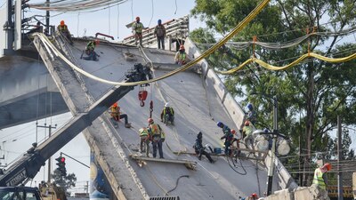 El tramo elevado del metro Olivos Línea 12 que se desplomó el 3 de mayo