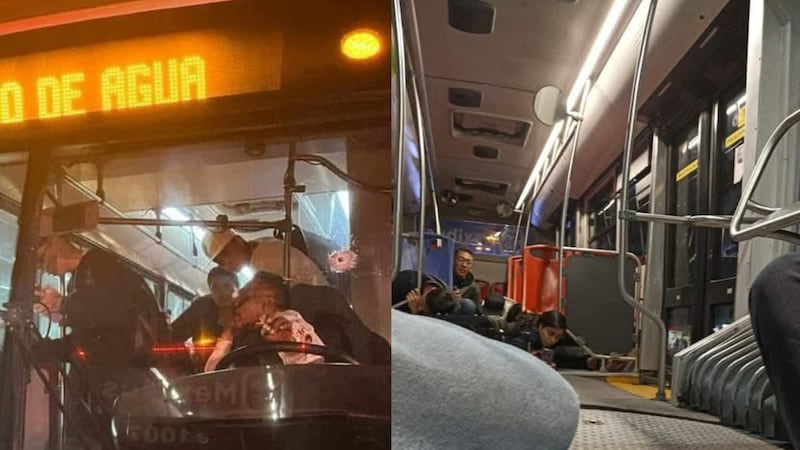 Mexibús queda en medio de fuego cruzado y operador resulta lesionado