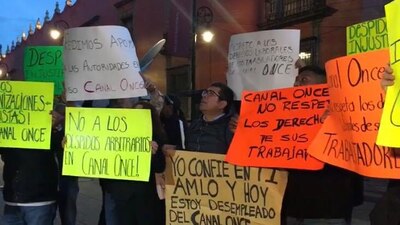 Los extrabajadores llegaron a la conferencia mañanera de AMLO