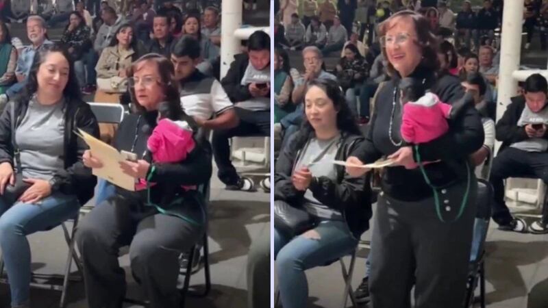 Critican a regidora de Ocotlán por ir acompañada de un mono araña a un acto oficial