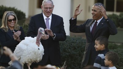 El presidente Barack Obama otorgó el perdón a un pavo, una acto tradicional que se realiza año con año