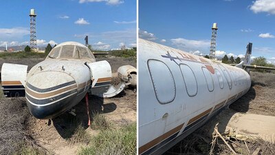 La aeronave fue inspeccionada por bomberos y protección civil tras el incidente