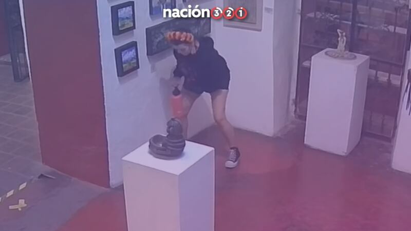 Extranjera se orina en plena galería de arte en Oaxaca; cámaras la captan