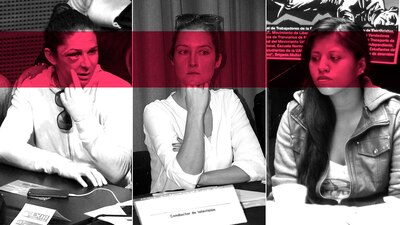 La senadora Ana Gabriela Guevara, la periodista Andrea Noel y la activista Yakiri Rubio