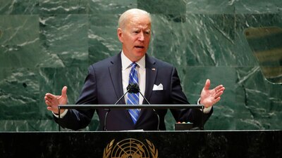 El presidente estadounidense Joe Biden habla en la 76ta sesión de la Asamblea General de las Naciones Unidas