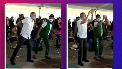 Hizo sus mejores pasos de baile previo a ser vacunado