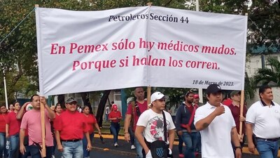 Partieron de la sede de Pemex al hospital en Villahermosa