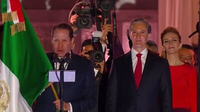 Eruviel Ávila y Alfredo del Mazo durante la ceremonia en la capital mexiquense