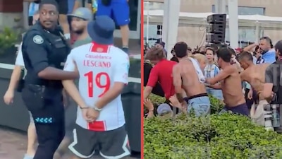 Tras el Argentina vs. Inglaterra, pelea entre aficionados desata tensión fuera del Atlanta Stadium