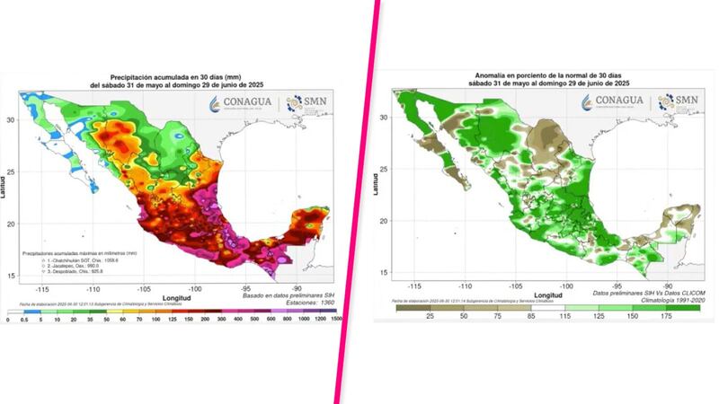 Junio se coloca como el mes más lluvioso de la primera mitad del 2025, afirma Conagua