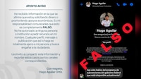 Hugo Aguilar alerta sobre el uso de imagen y nombre para pedir dinero en redes sociales