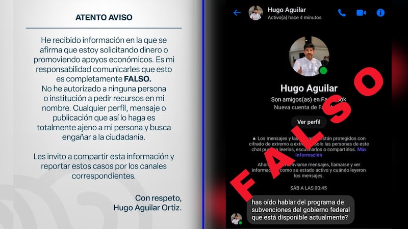 Hugo Aguilar alerta sobre el uso de imagen y nombre para pedir dinero en redes sociales