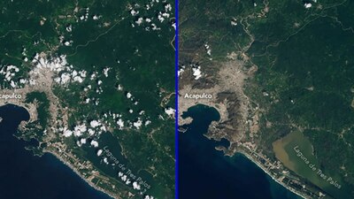 Muestra el cambio de tono verde a marrón por la devastación de la vegetación.