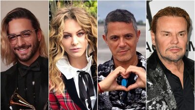 Maluma, Paulina Rubio, Alejandro Sánz y Fher de Maná