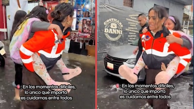 Alessandra Rojo rescata a niña atrapada en una calle ‘inundada’, derivado de las lluvias en CDMX
