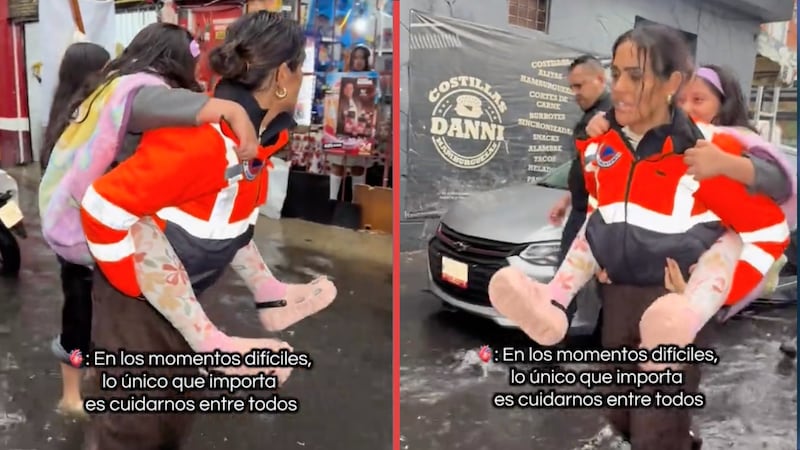 VIDEO: Alessandra Rojo ‘rescata’ a niña atrapada en una calle ‘inundada’ en la Cuauhtémoc