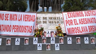 Una de las manifestaciones para exigir justicia por el asesinato de la periodista Miroslava Breach