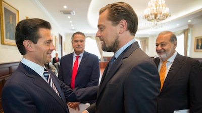 Peña Nieto recibió a DiCaprio y a Slim en la residencia oficial mexicana