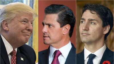 Donald Trump de Estados Unidos, Enrique Peña Nieto de México y Justin Trudeau de Canadá