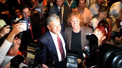 El ahora presidente electo y el director de cine antes de las elecciones presidenciales de 2006